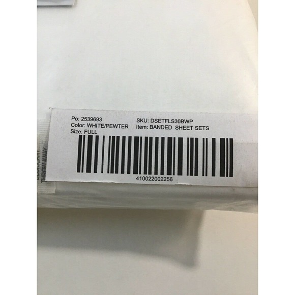 Boll & Branch Full Size Organic Cotton Sheet Set, White with Pewter Banding NEW - Picture 7 of 8